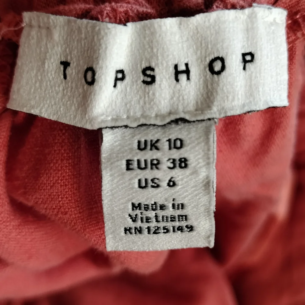 Topshop Linen Blend Orange A-Line Skirt Decorative Buttons Belt 6 Office Travel